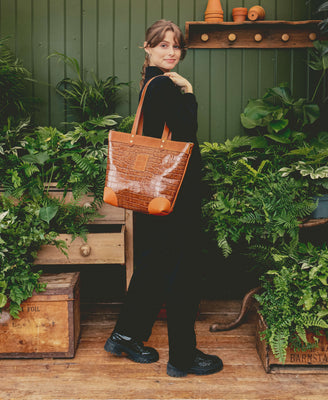 Medium Tote - Tan Croc - Will Bees Bespoke