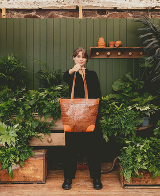 Medium Tote - Tan Croc - Will Bees Bespoke