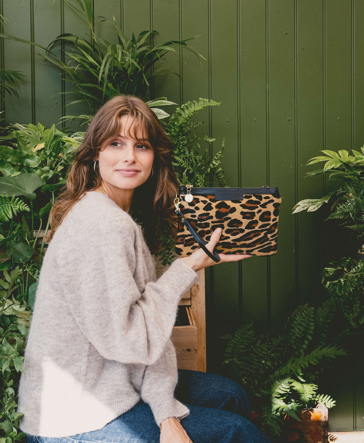 Diana 2 in 1 Clutch - Leopard Print - Black Leather - Will Bees Bespoke
