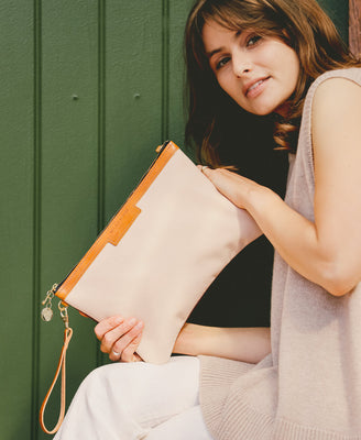 Oversized Diana 2 in 1 Clutch - White Leather