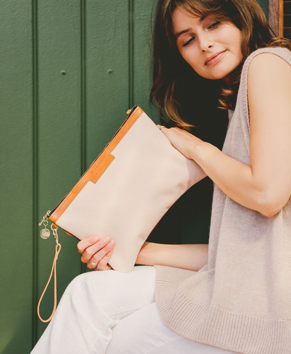 Oversized Diana 2 in 1 Clutch - White Leather
