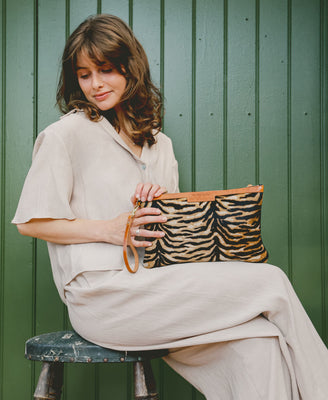 Oversized Diana 2 in 1 Clutch - Tiger Print - Will Bees Bespoke