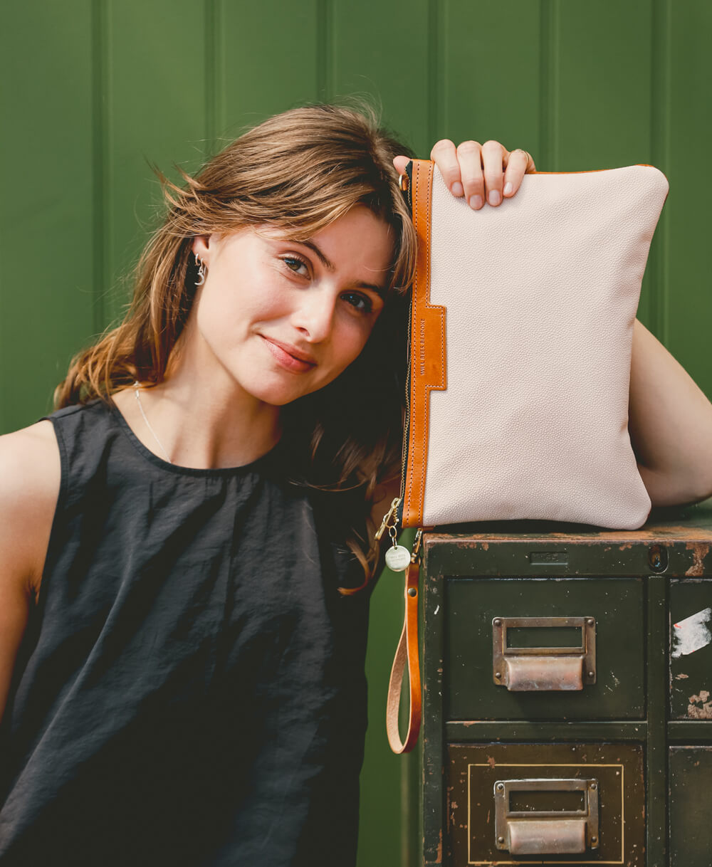 Oversized Diana 2 in 1 Clutch - White Leather