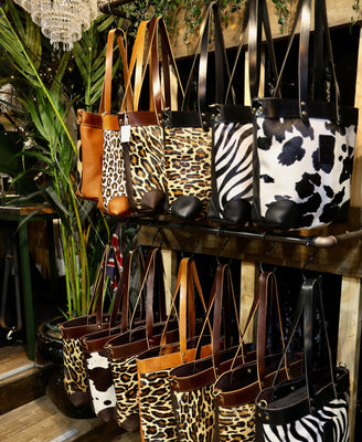 Large Tote - Zebra - Black Leather - Will Bees Bespoke