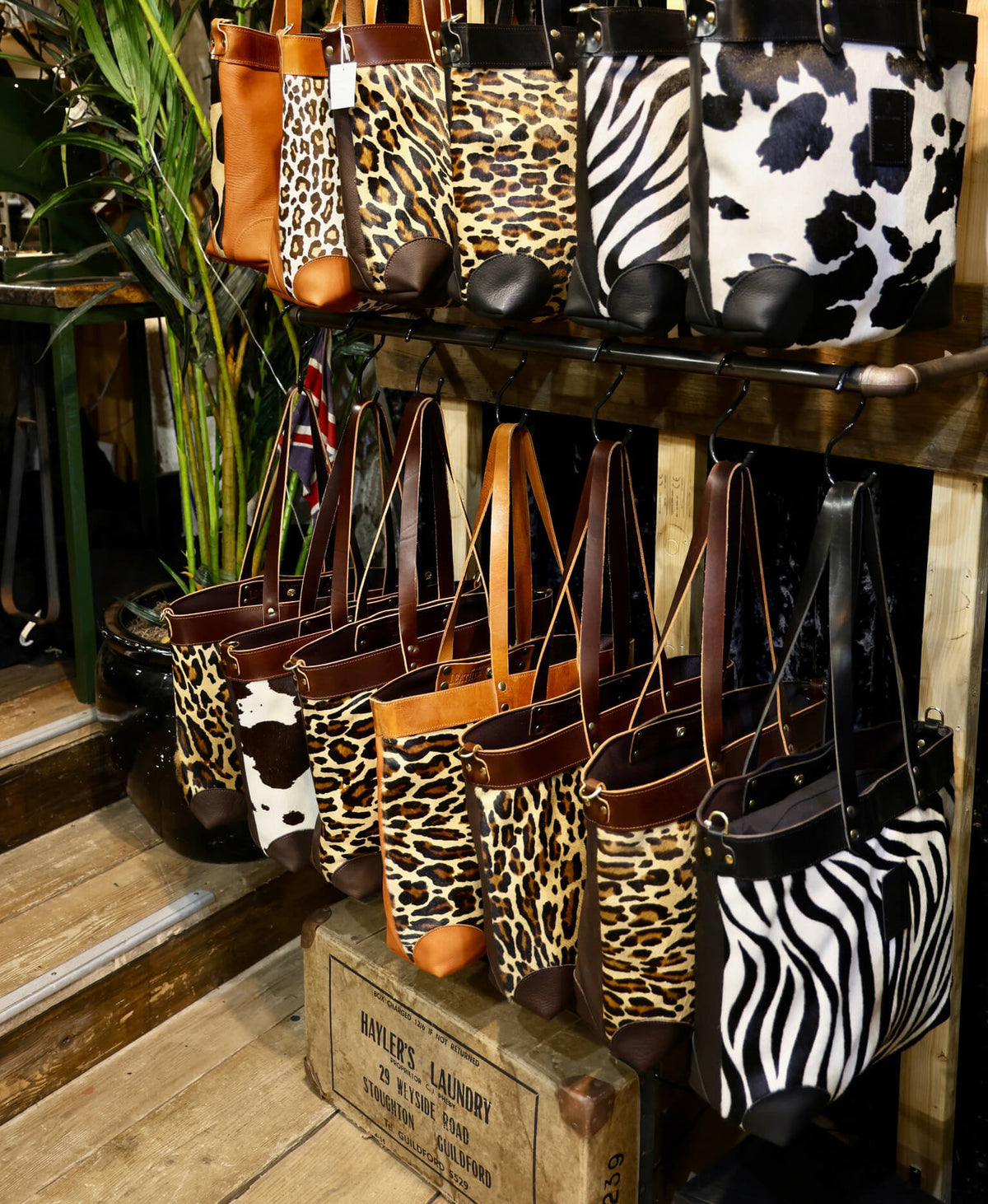 Large Tote - Zebra - Black Leather - Will Bees Bespoke