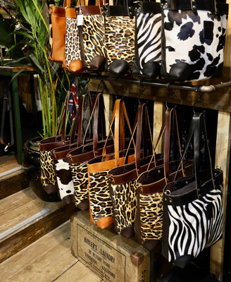 Large Tote - Zebra - Black Leather - Will Bees Bespoke