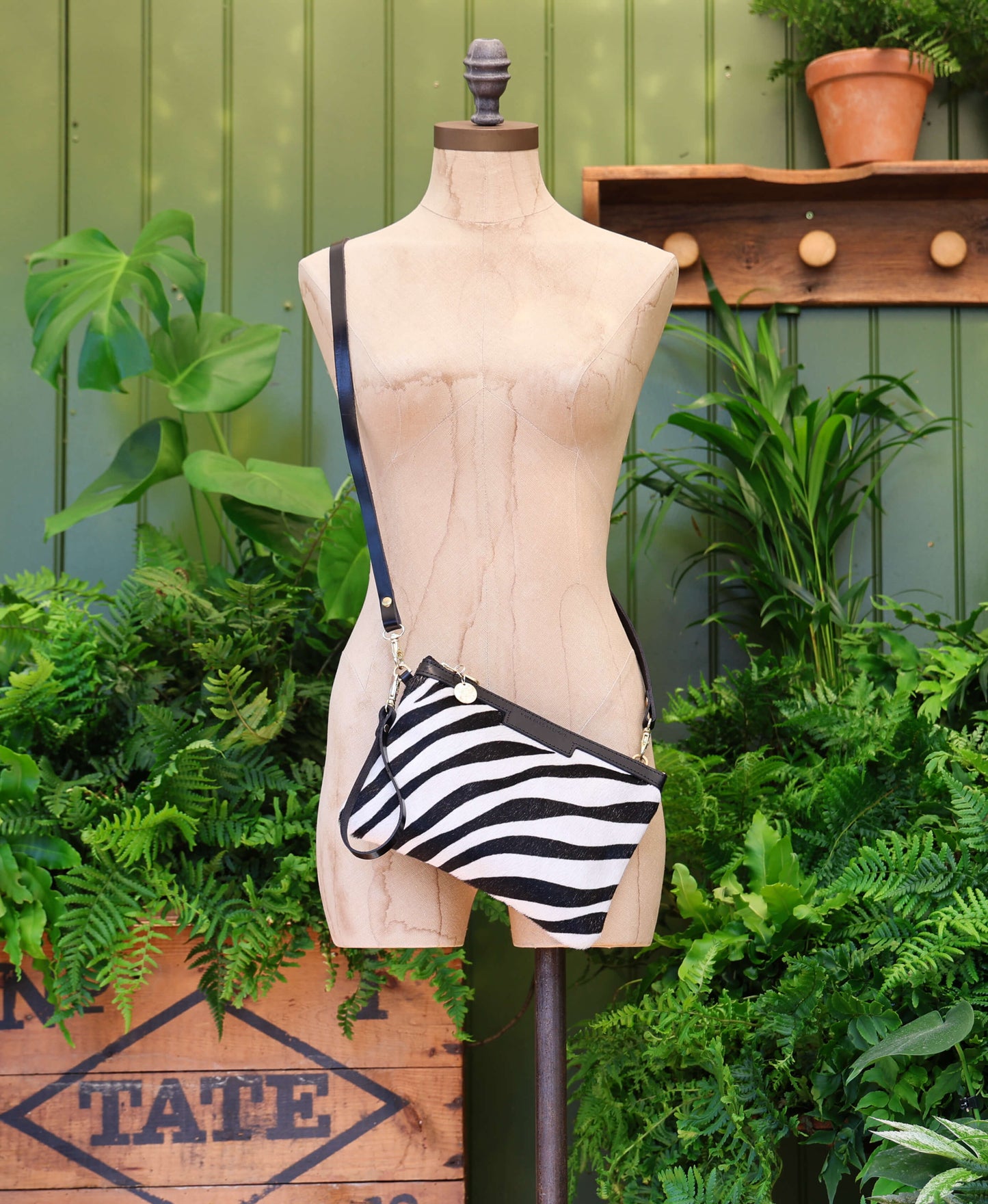 Diana 2 in 1 Clutch - Zebra Print - Black Leather