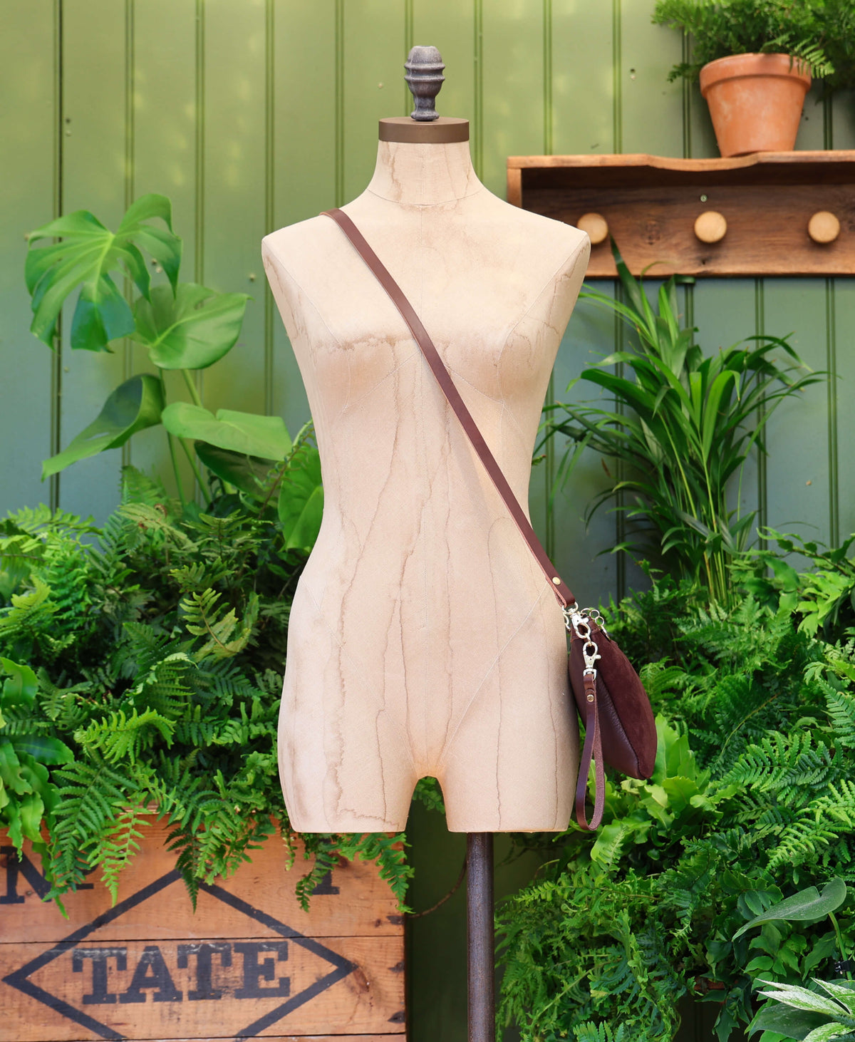 Diana 2 in 1 Clutch - Chocolate Suede - Brown Leather