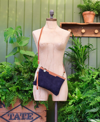 Diana 2 in 1 Clutch - Navy Suede