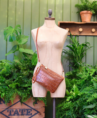 Diana 2 in 1 Clutch - Tan Croc