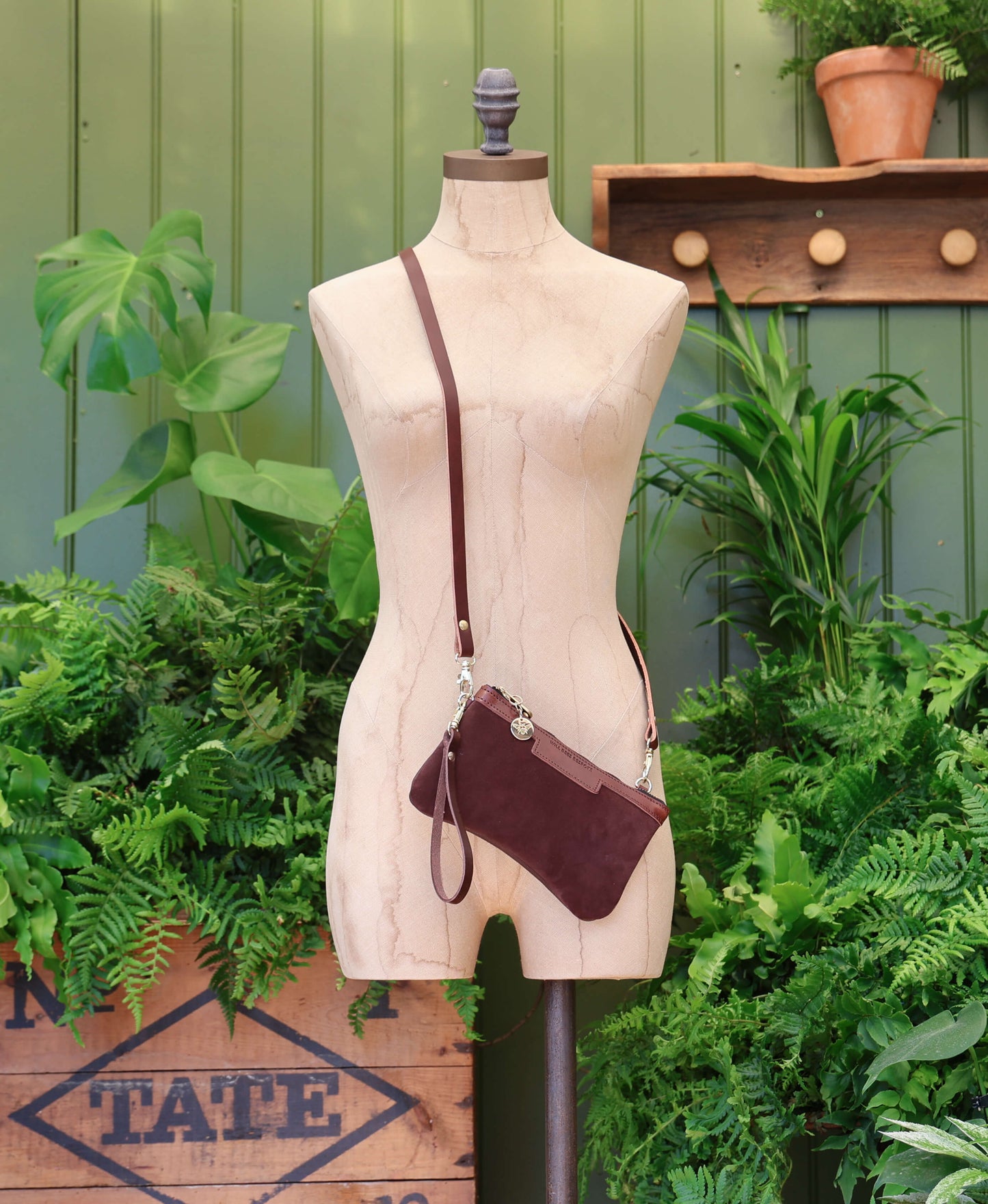 Mini Diana 2 in 1 Clutch - Chocolate Suede - Brown Leather