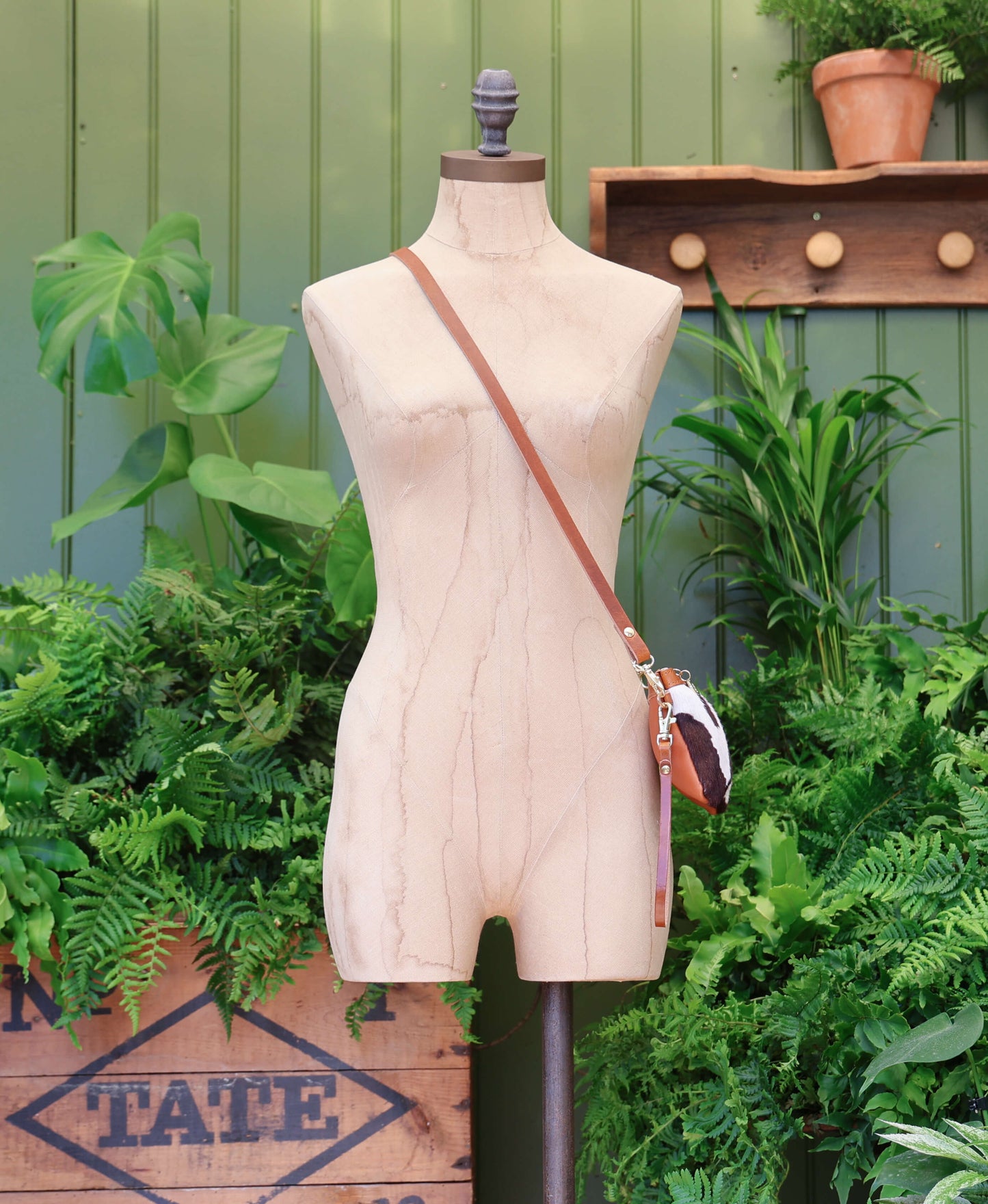 Mini Diana 2 in 1 Clutch - Brown Cow Print - Tan Leather