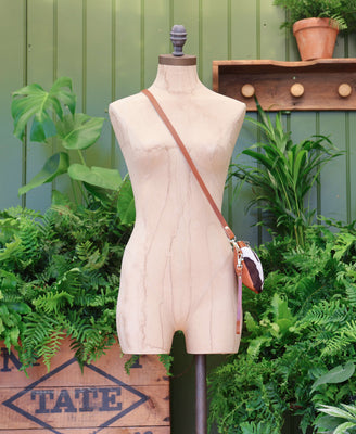 Mini Diana 2 in 1 Clutch - Brown Cow Print - Tan Leather