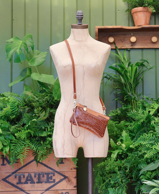 Mini Diana 2 in 1 Clutch - Tan Croc