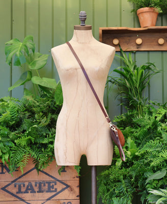 Mini Diana 2 in 1 Clutch - Dark Tan Suede - Brown Leather