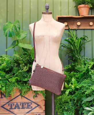 Oversized Diana 2 in 1 Clutch - Raffia in Brown