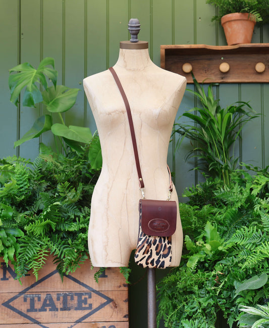 Phone Bag - Leopard Print - Brown Leather
