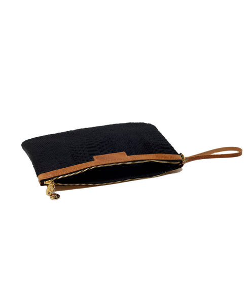 Oversized Diana 2 in 1 Clutch - Black Snake Print - Will Bees Bespoke