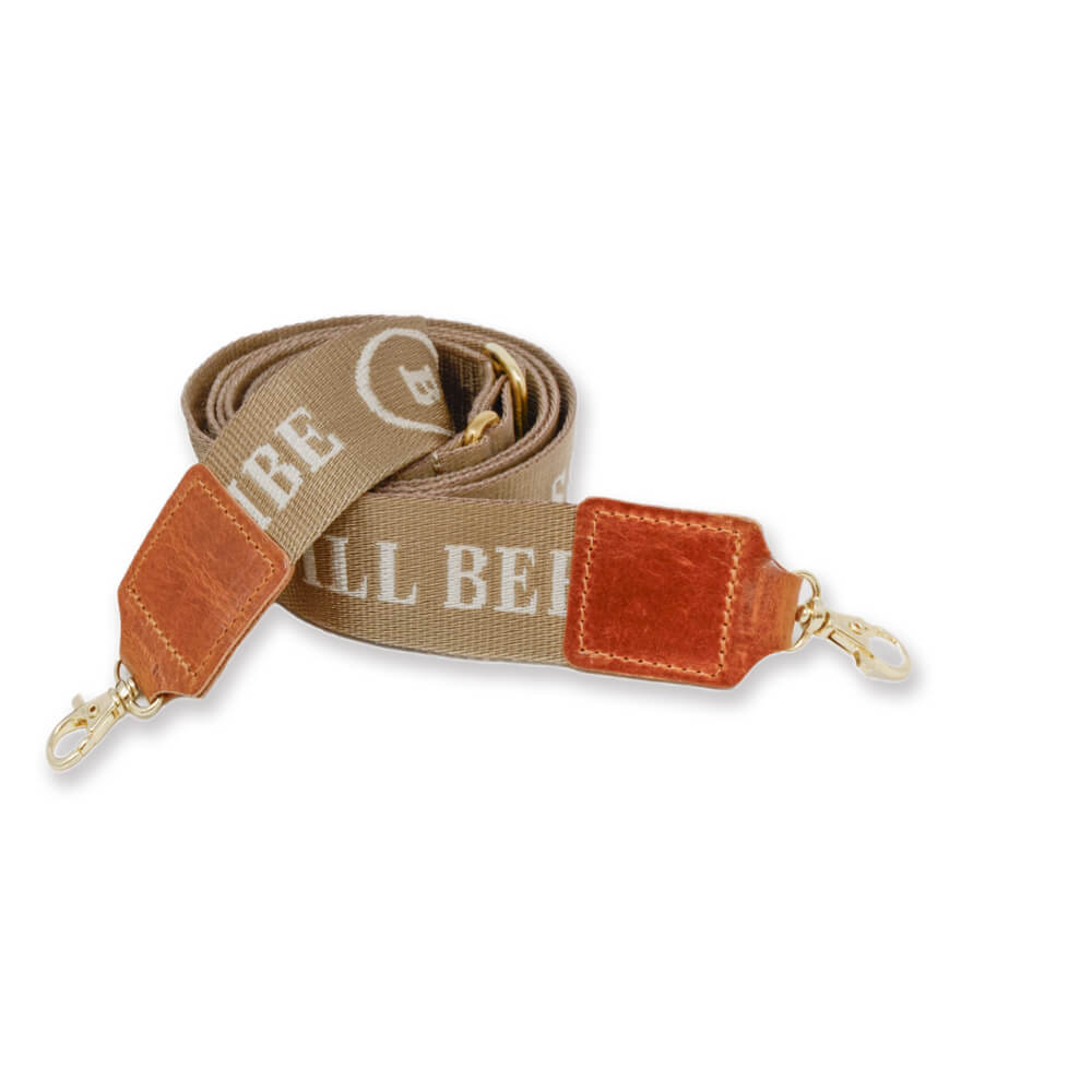 Cross Body Strap - Logo Strap in Camel & Ecru