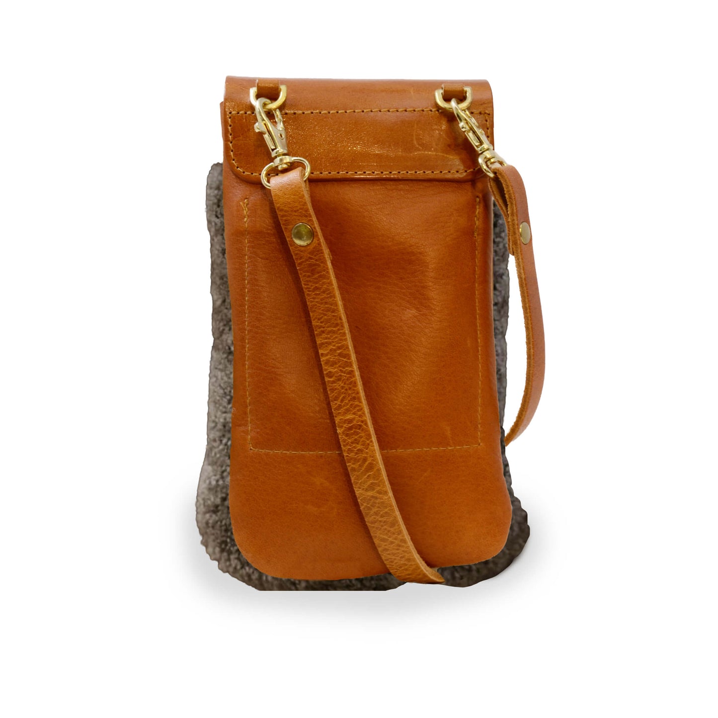 Phone Bag - Charcoal Sheepskin - Will Bees Bespoke