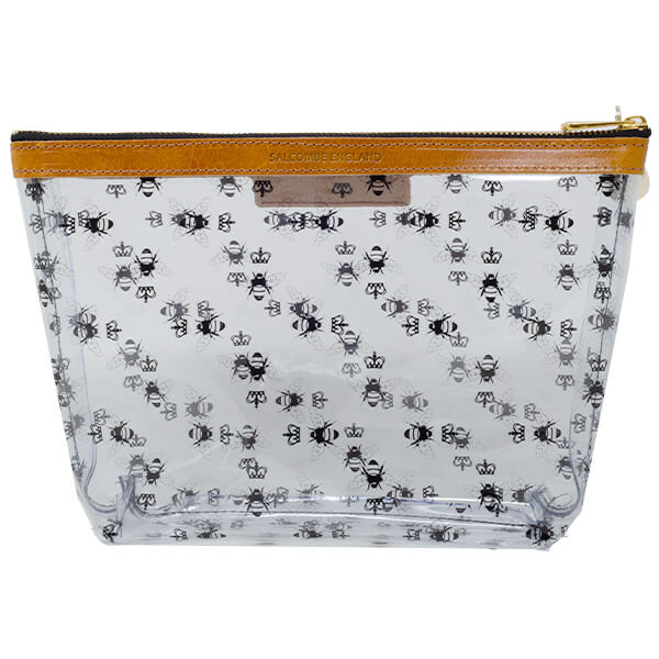 Bee Print Large Clear Make up Bag - Black - Will Bees Bespoke