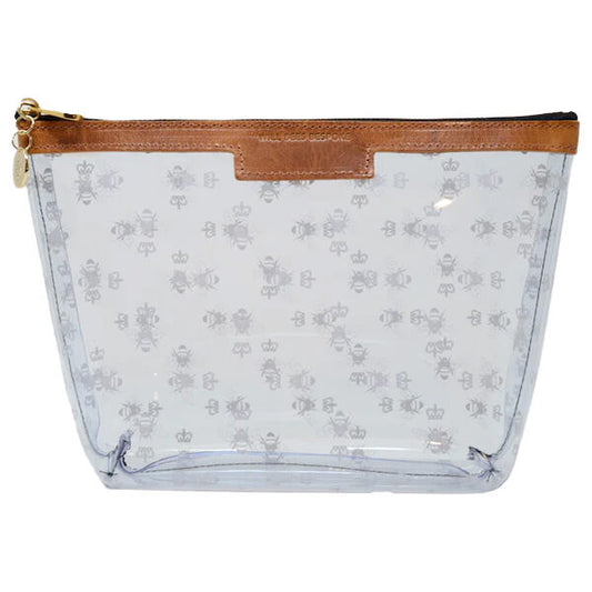 Bee Print Large Clear Make up Bag - White - Will Bees Bespoke