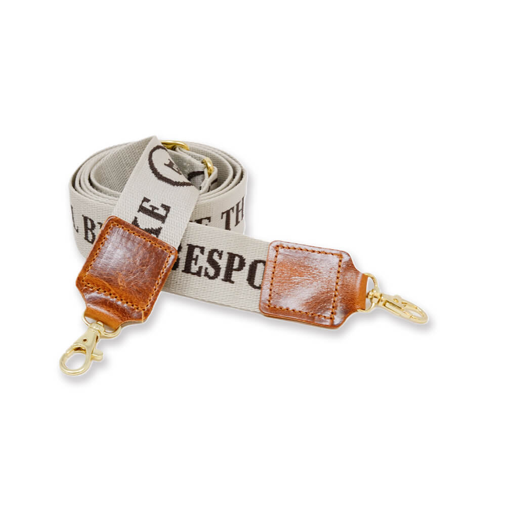 Cross Body Strap - Logo Strap in Ecru & Brown