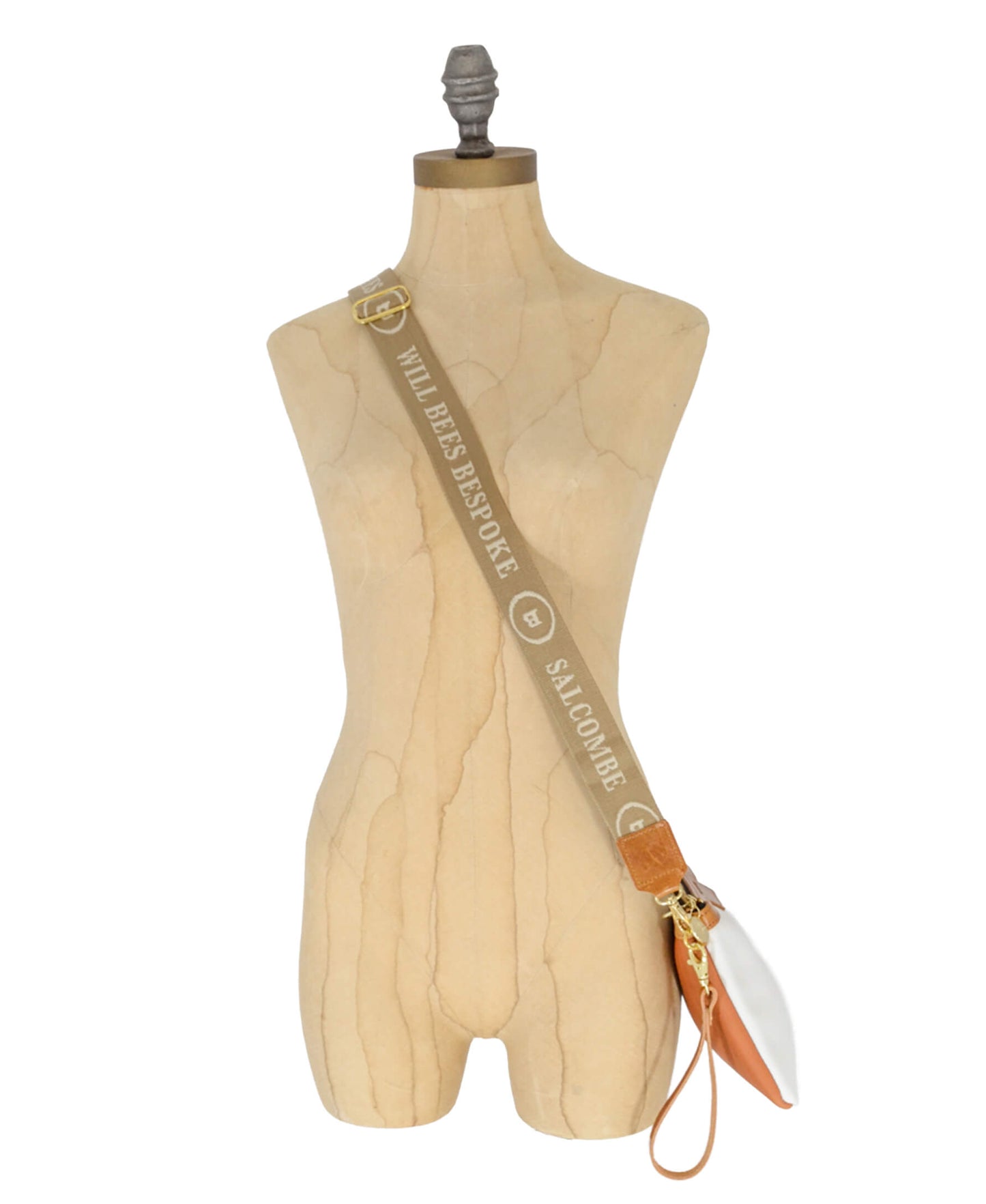 Cross Body Strap - Logo Strap in Camel & Ecru
