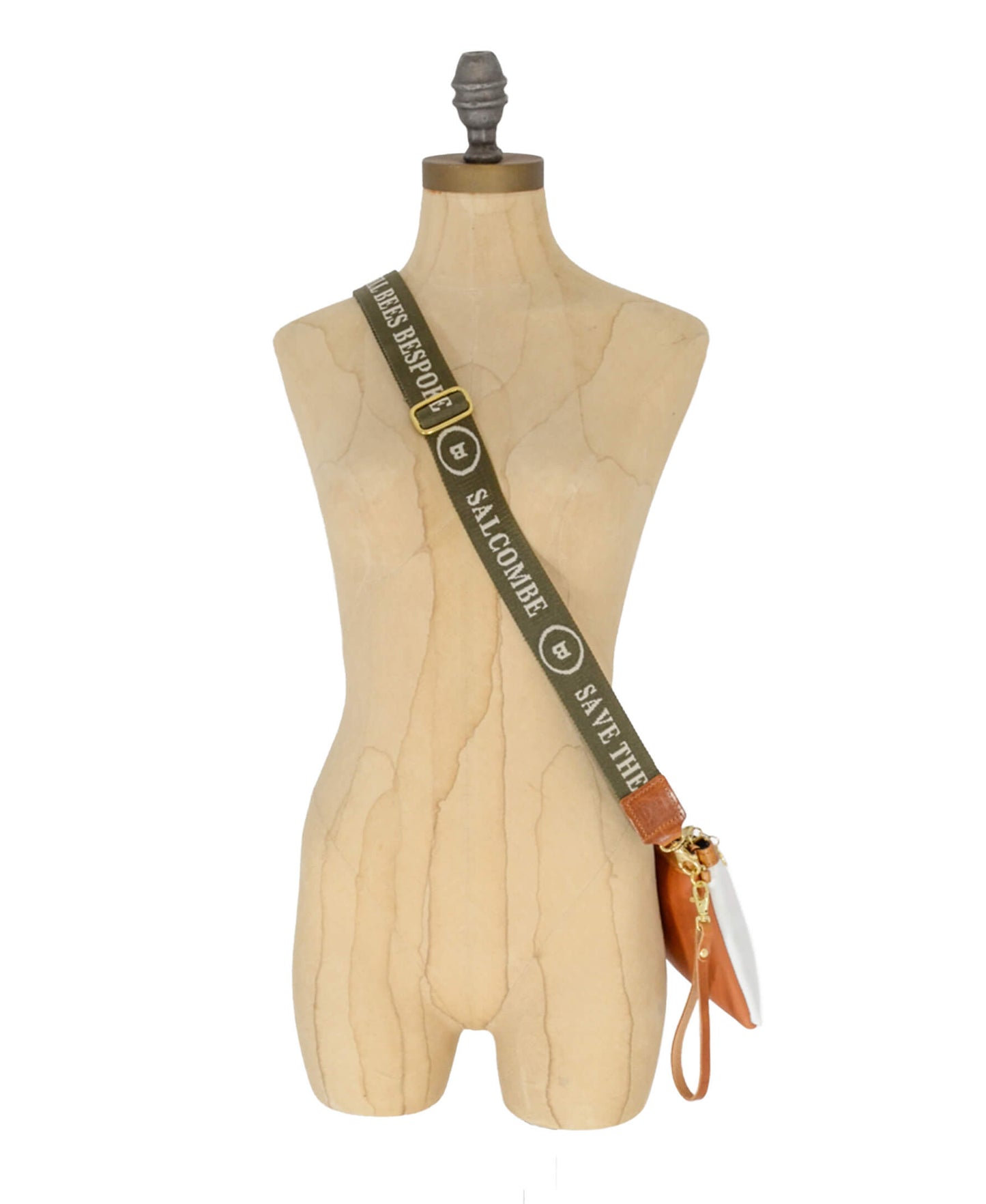 Cross Body Strap - Logo Strap in Khaki & Ecru