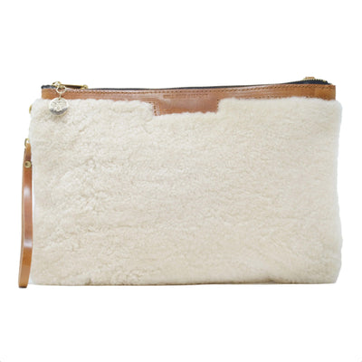 Oversized Diana 2 in 1 Clutch - Cream Sheepskin