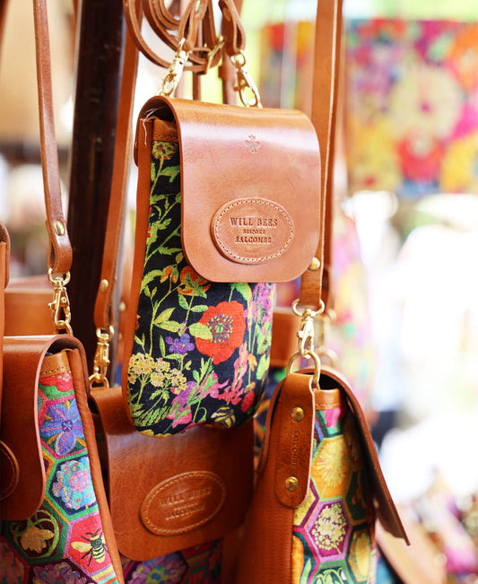 Phone Bag - Hexagon Hive in Ivy - Will Bees Bespoke