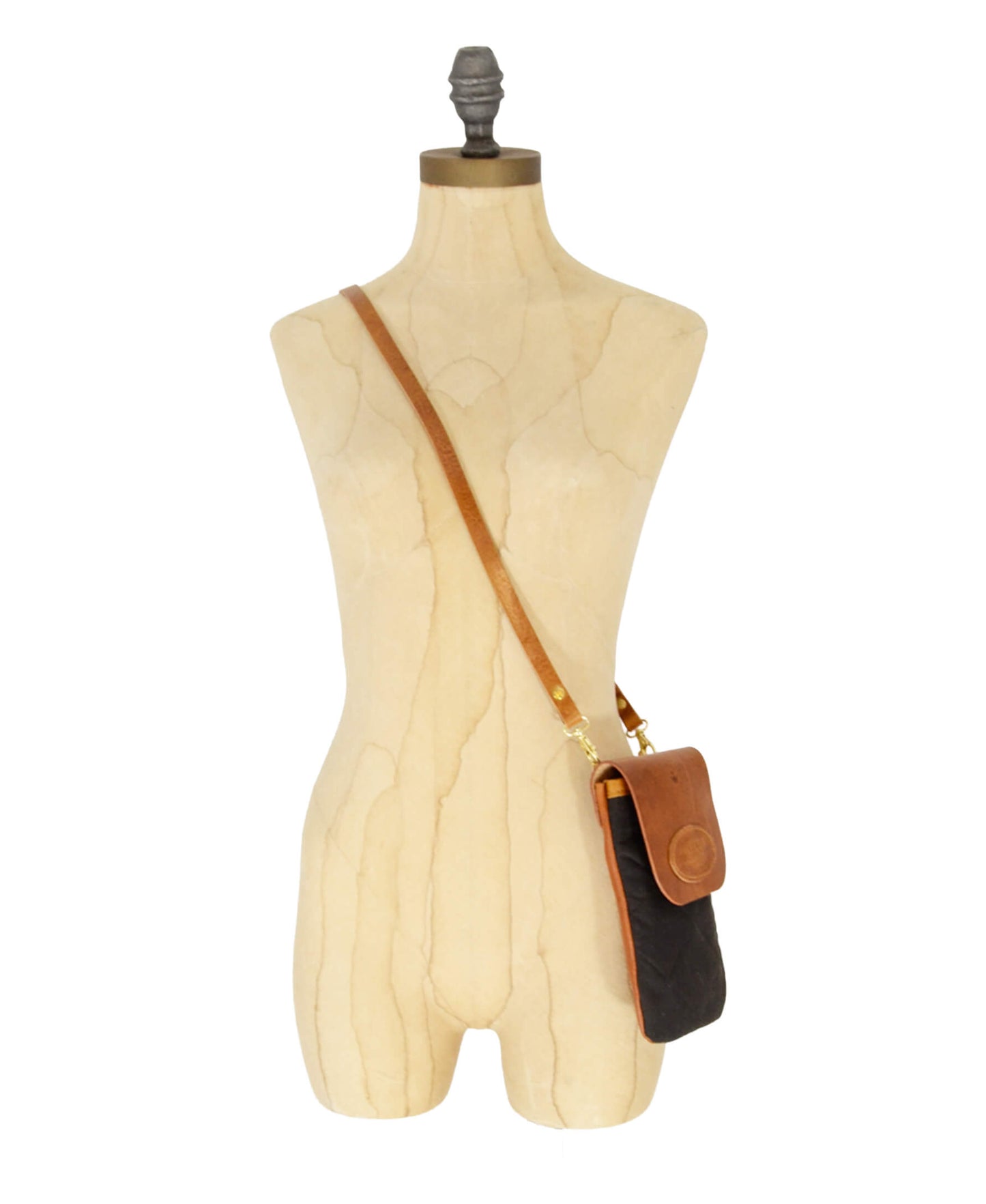 Phone Bag - Quilted Waxed Cotton in Black