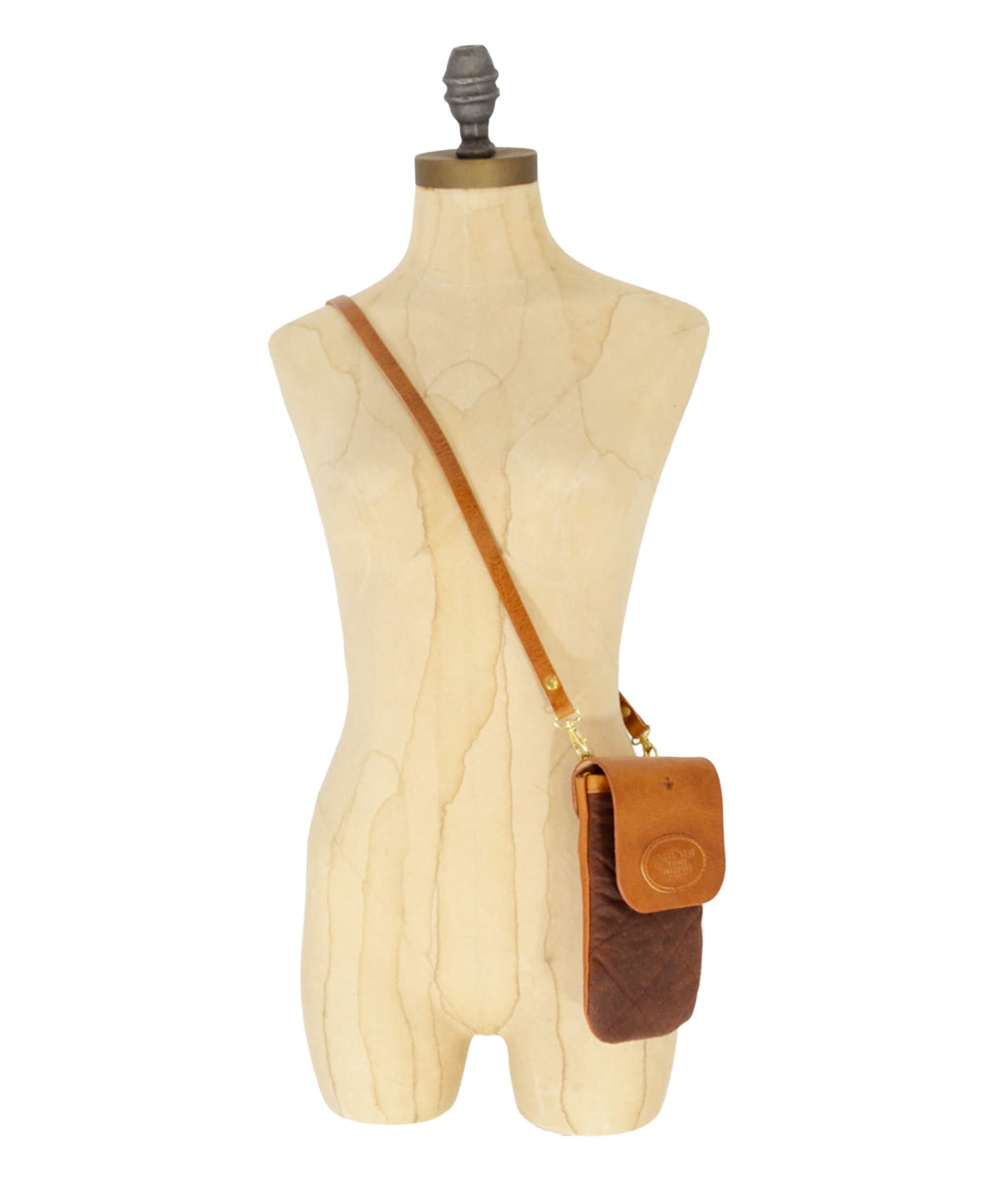 Phone Bag - Quilted Waxed Cotton in Copper