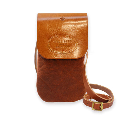 Phone Bag - Quilted Waxed Cotton in Copper