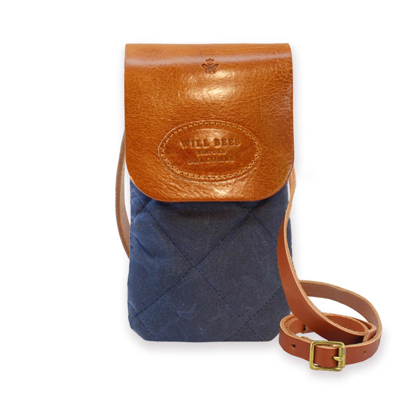 Phone Bag - Quilted Waxed Cotton in Navy