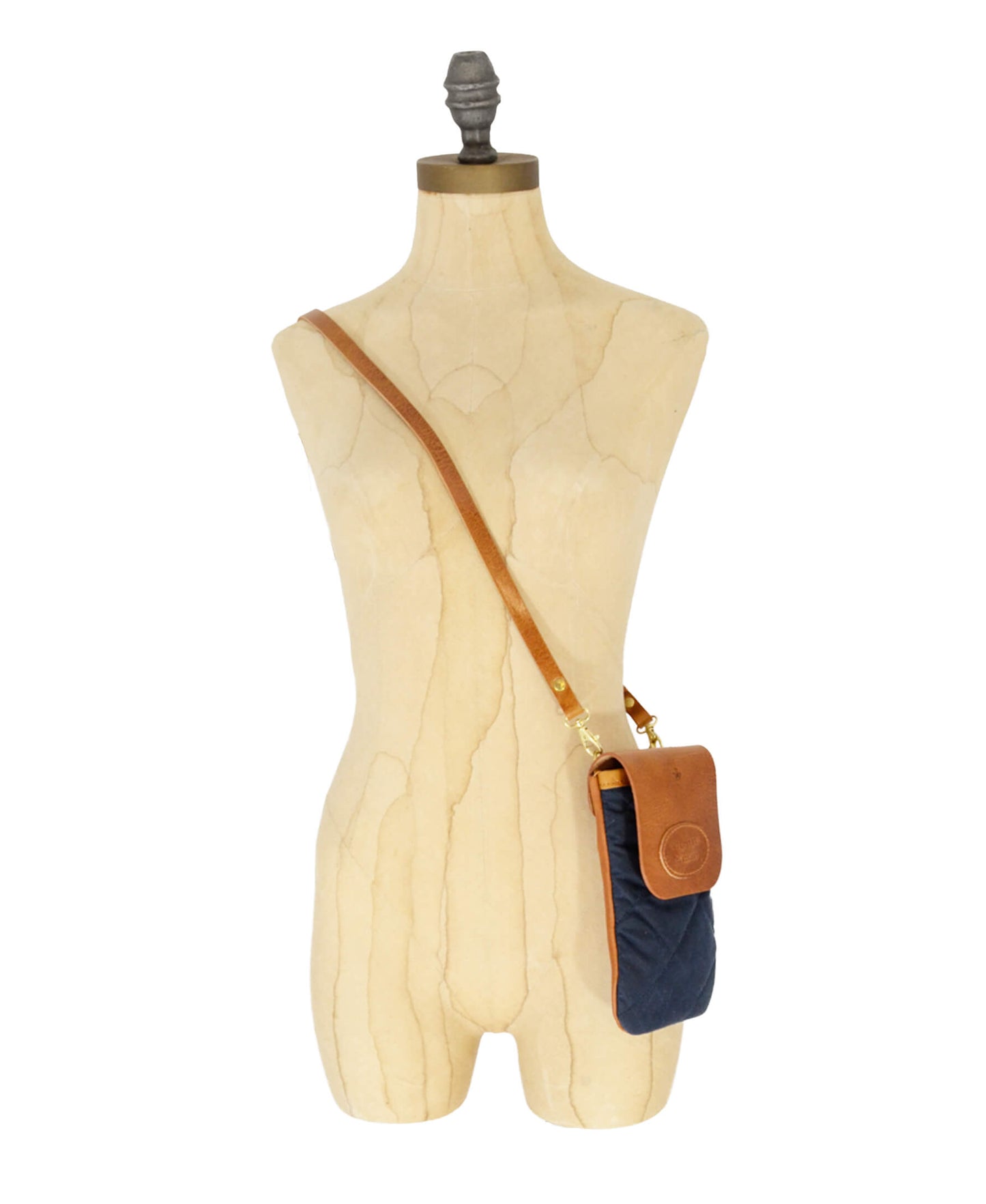 Phone Bag - Quilted Waxed Cotton in Navy