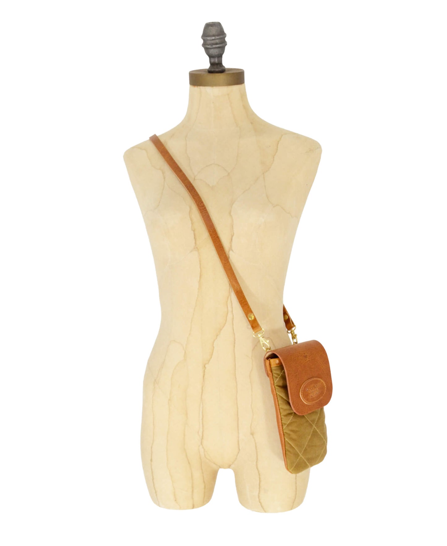 Phone Bag - Quilted Waxed Cotton in Tan