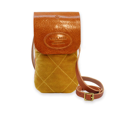Phone Bag - Quilted Waxed Cotton in Tan