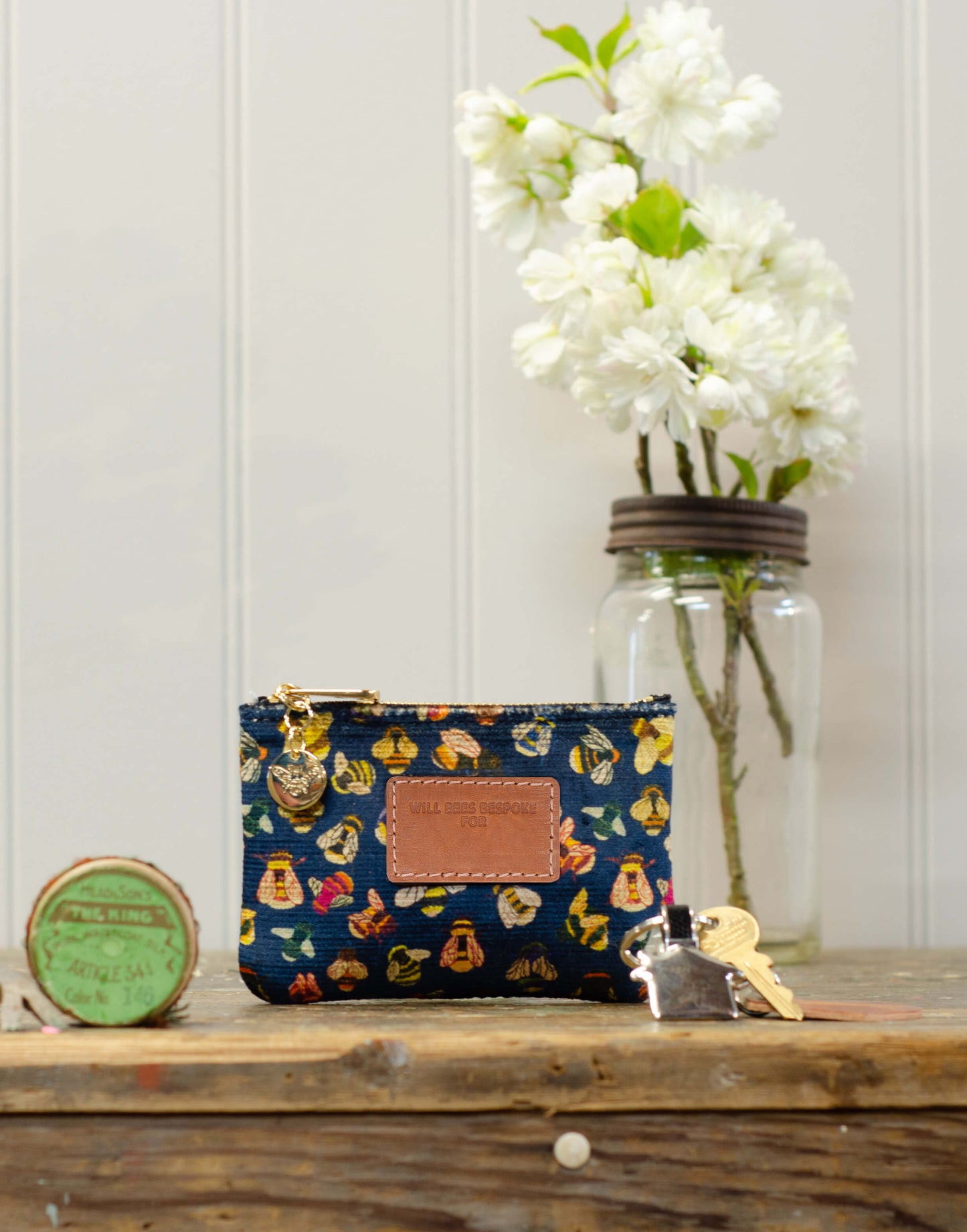 Jane Coin Purse - Bee party in Midnight sky - Will Bees Bespoke