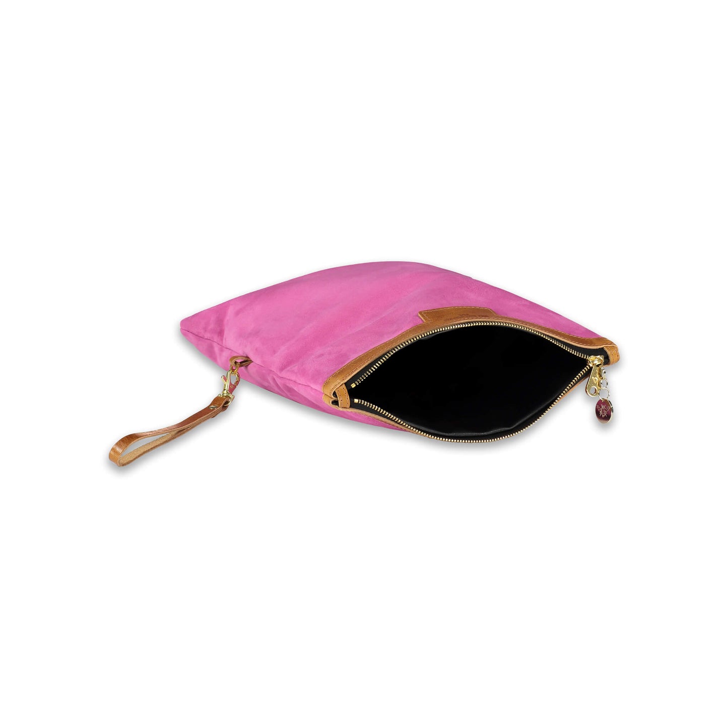 Foldover Clutch - Bright Pink Suede - Will Bees Bespoke