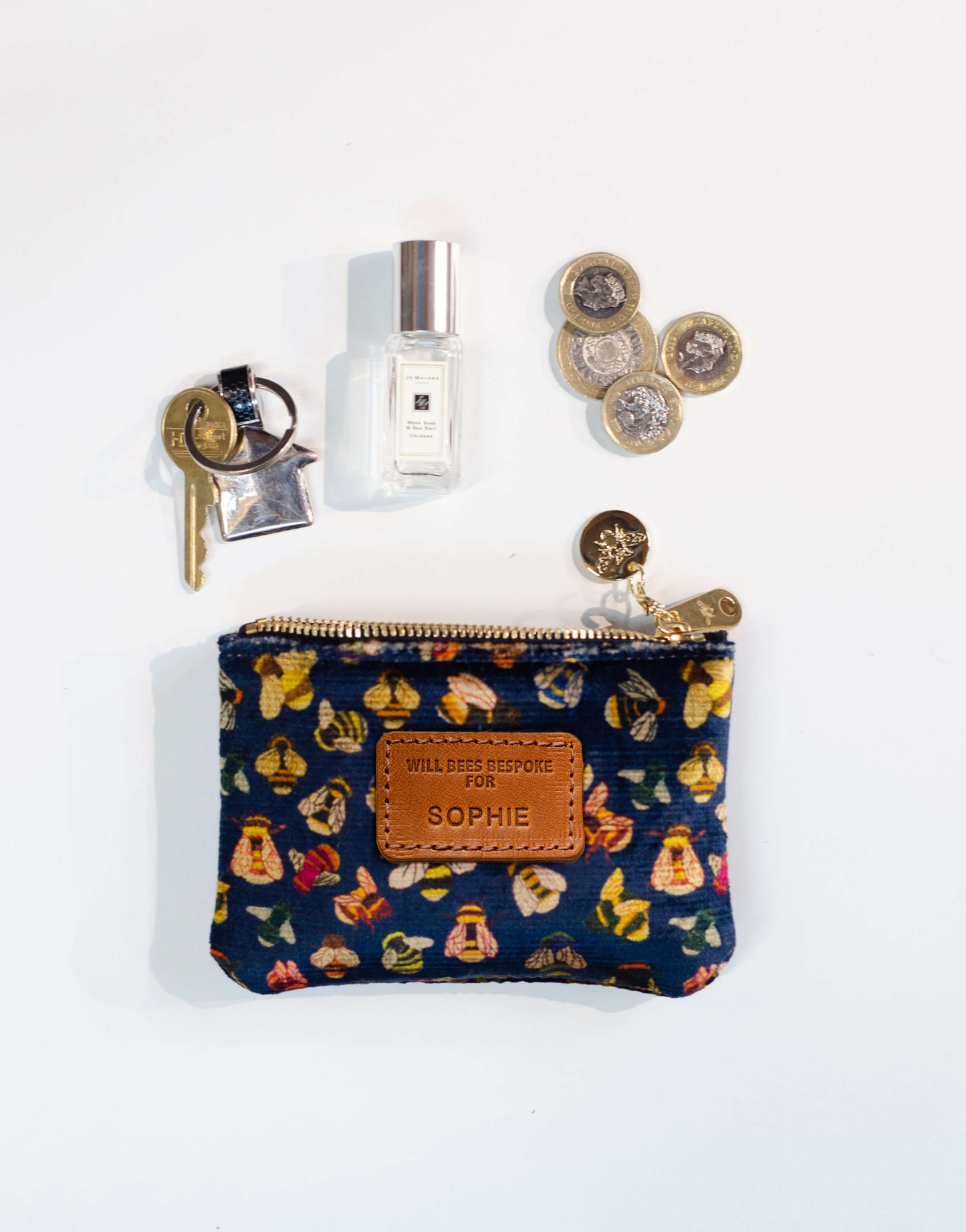 Jane Coin Purse - Bee party in Midnight sky - Will Bees Bespoke