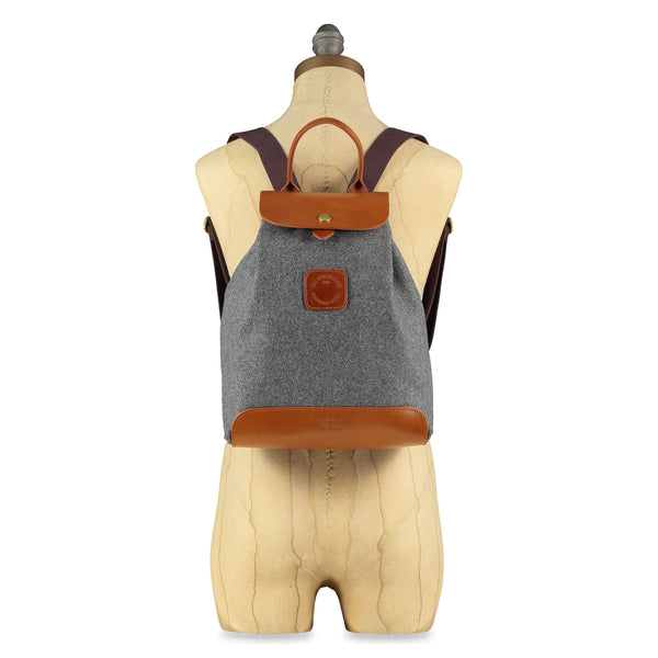Gertie Backpack - Grey Recycled Wool - Will Bees Bespoke