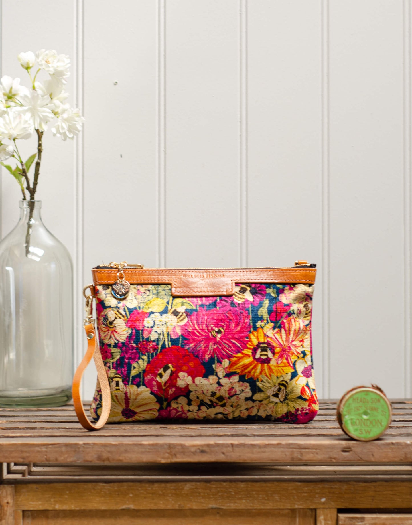 Premium Diana Clutch - Bumblebee Garden in Jewel - Will Bees Bespoke