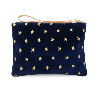 Frances Clutch - Gold Stars on Navy Velvet - Will Bees Bespoke