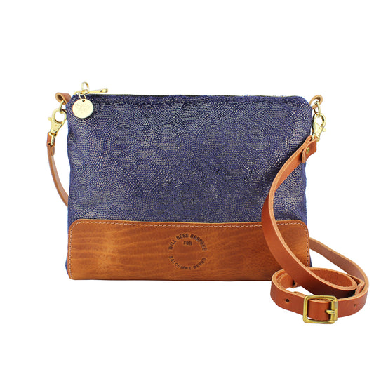 Octavia Cross Body Bag - Blue Paisley Sparkle - Will Bees Bespoke