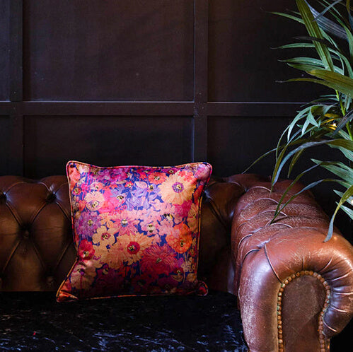 Small Cushion - Bumblebee Paradise in Pink sunset - Will Bees Bespoke