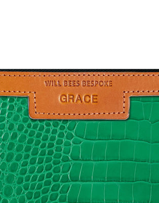 Diana 2 in 1 Clutch - Emerald Green Croc - Will Bees Bespoke