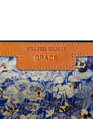 Diana 2 in 1 Clutch - Bumblebee Haven in Blue Sea - Will Bees Bespoke