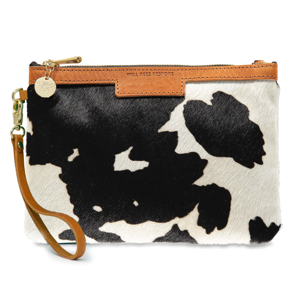 Diana Clutch - Black Cow Print - Will Bees Bespoke