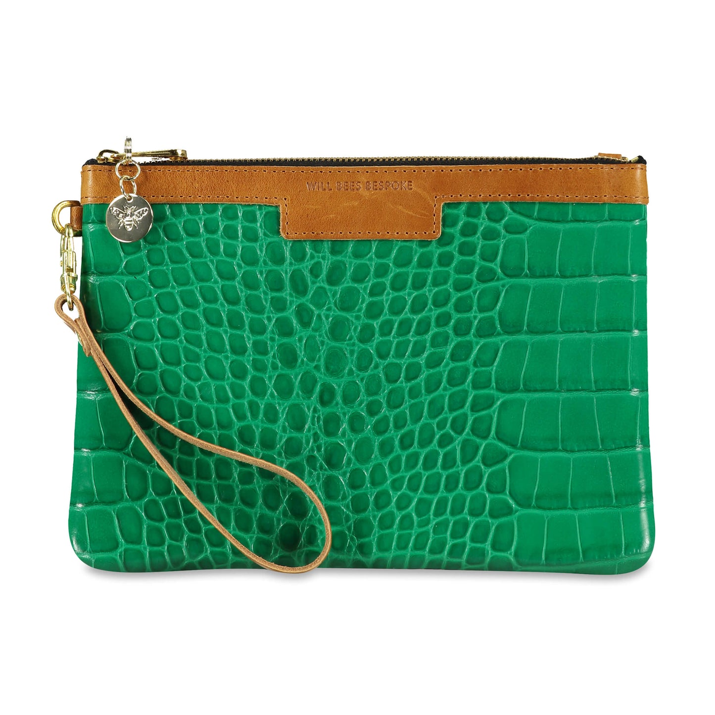 Diana 2 in 1 Clutch - Emerald Green Croc - Will Bees Bespoke